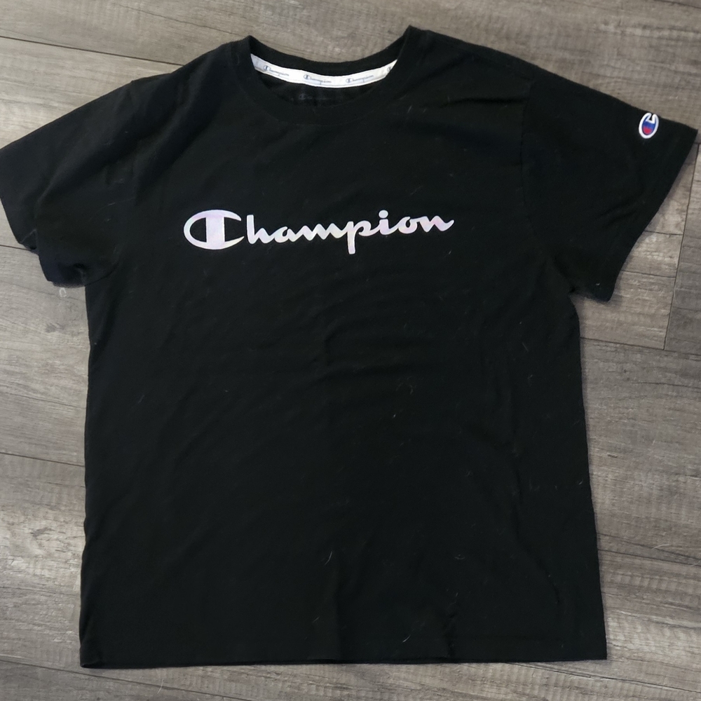 Champion Black Tee with Logo